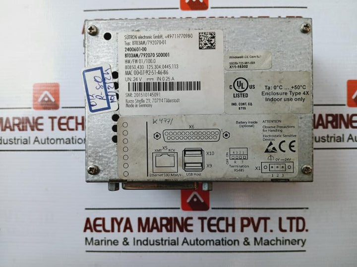 Sutron Electronic Bt03Am/792070-01 Operator Terminal Operating Panel 2400601-00