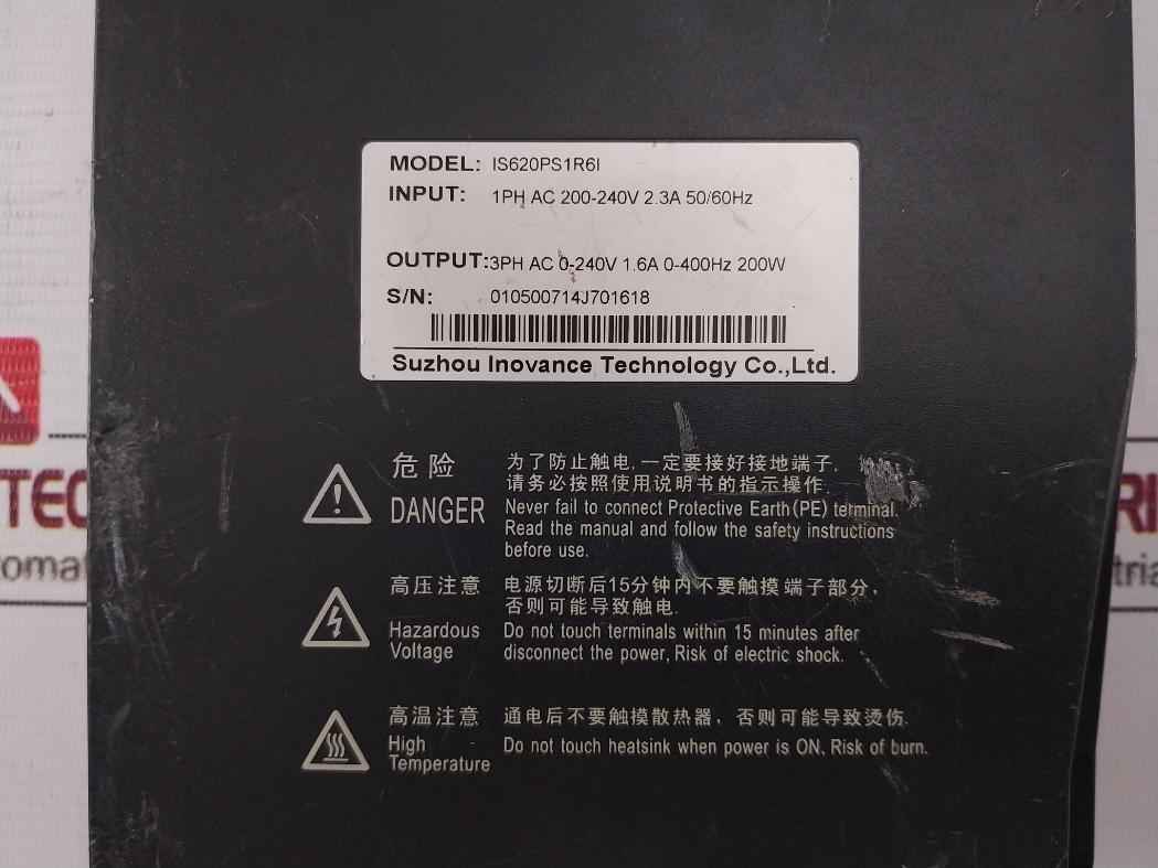 Suzhou Inovance Is620Ps1R6I Servo Drive 1Ph Ac 200-240V 2.3A 50/60Hz