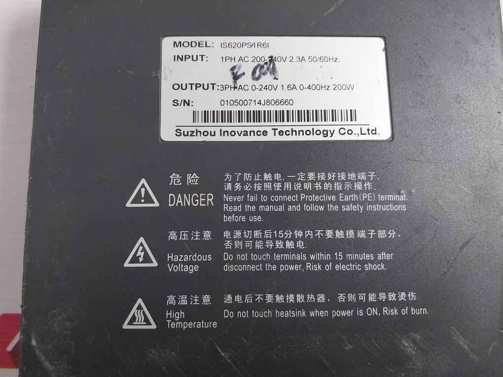 Suzhou Inovance Is620Ps1R6I Single-phase Ac Servo Drive Ac 200-240V 2.3A