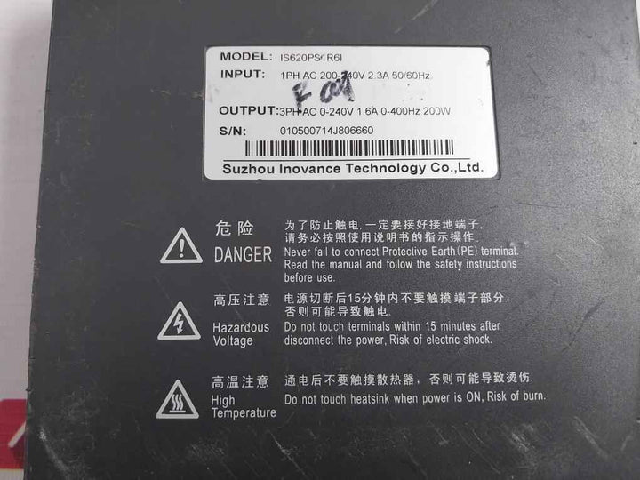 Suzhou Inovance Is620Ps1R6I Single-phase Ac Servo Drive Ac 200-240V 2.3A