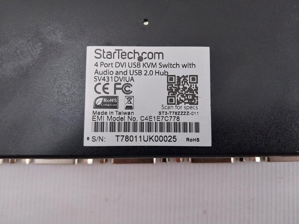 Sv431Dviua-4-port-Dvi-Usb-Kvm-Switch-With-Audio-&-Usb-2-0-Hub-Startech-208878-7