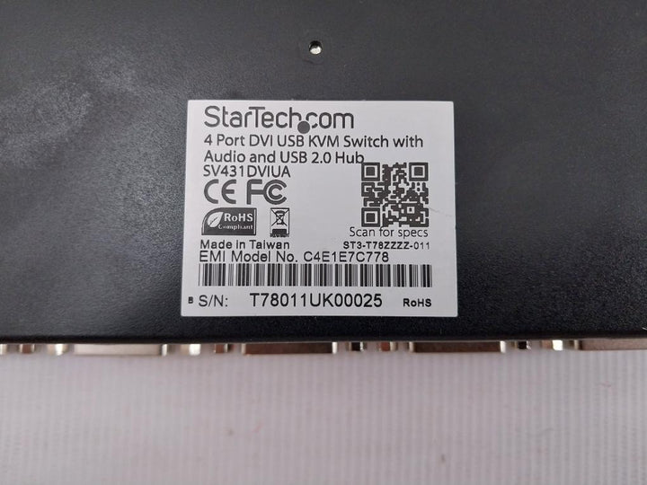 Sv431Dviua-4-port-Dvi-Usb-Kvm-Switch-With-Audio-&-Usb-2-0-Hub-Startech-208878-7