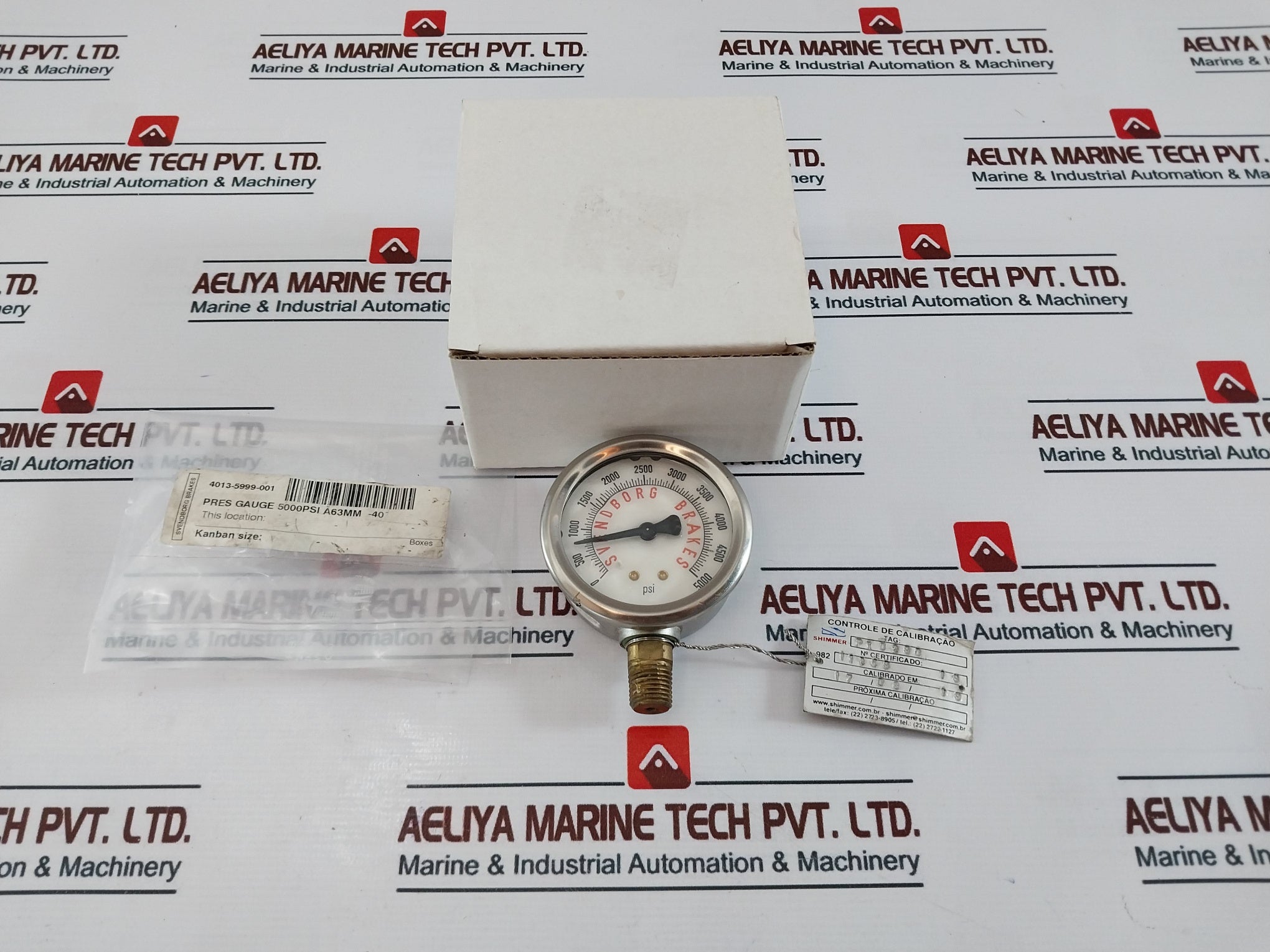 Svendborg Brakes 0-5000 Psi Liquid Filling Pressure Gauge A63Mm