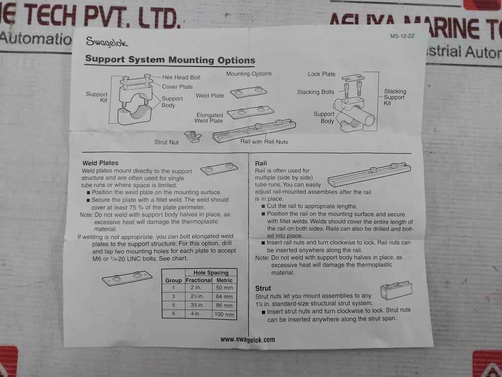 Swagelok 304-s3-pp-8T Bolted Plastic Clamp Tube Support Kit