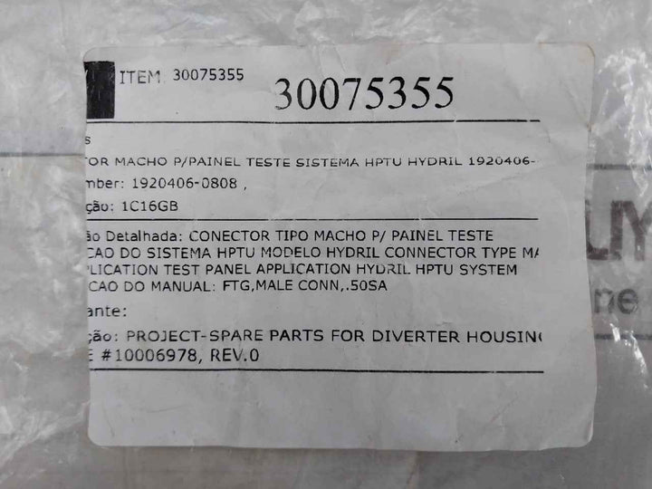 Swagelok 316 Sae Male Fitting Or Connector For Hptu System Test Panel 1920406-0808