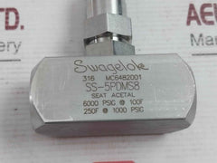 Swagelok Ss-5Pdms8 Stainless Steel Rising Plug Screwed-bonnet Needle Valve