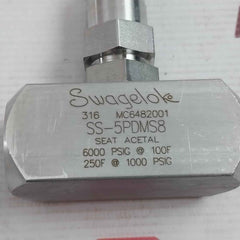 Swagelok Ss-5Pdms8 Stainless Steel Rising Plug Screwed-bonnet Needle Valve