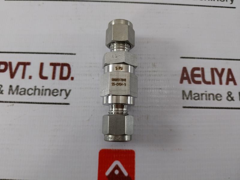 Swagelok Ss-chs4-5 Check Valve, 1/4 Inch Tube, 5 Psi Crk, 316 Stainless Steel