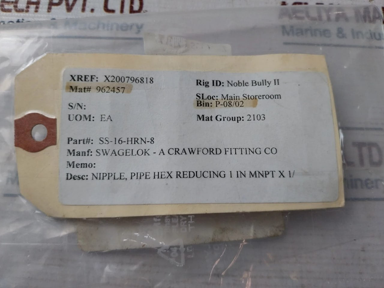 Swagelok Ss-16-hrn-8 Stainless Steel Pipe Fitting Hex Reducing Nipple
