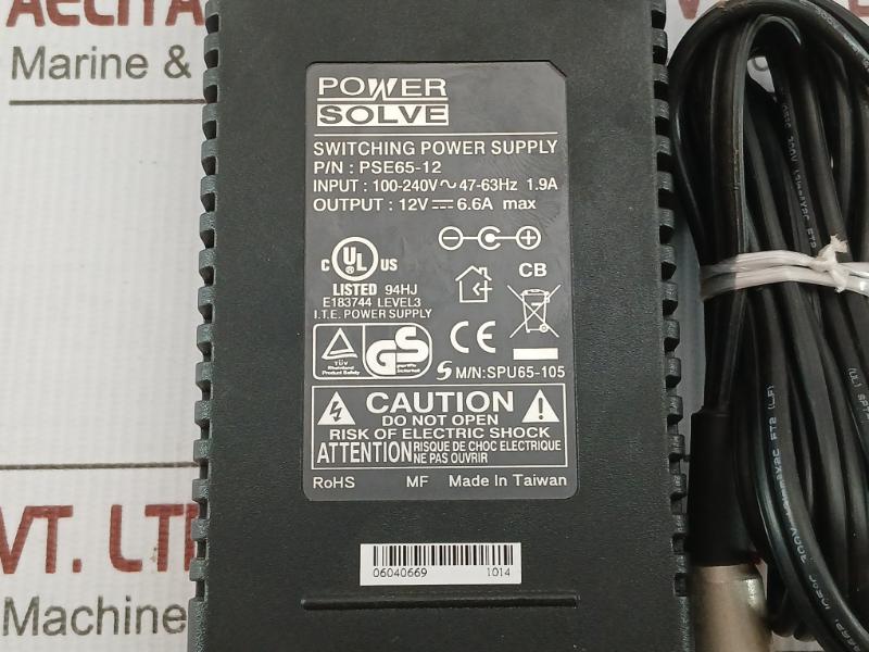 Switching Power Supply Input-100-240V,47-63Hz,1.9A Power Solve Pse65-12