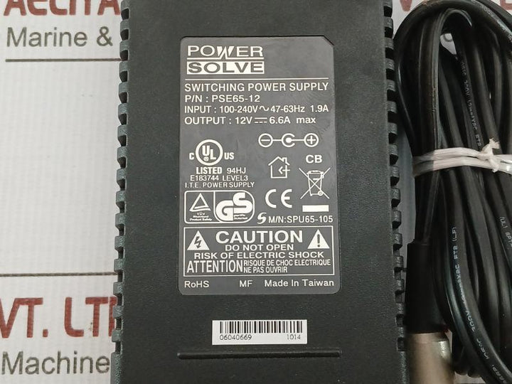 Switching Power Supply Input-100-240V,47-63Hz,1.9A Power Solve Pse65-12