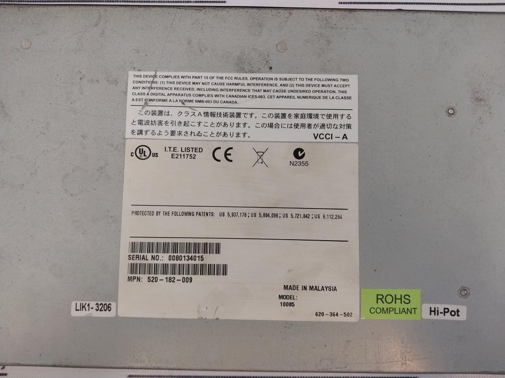 Switchview 10085 8-Port KVM Switch 520-182-009 100-240V~ 1A 50/60Hz