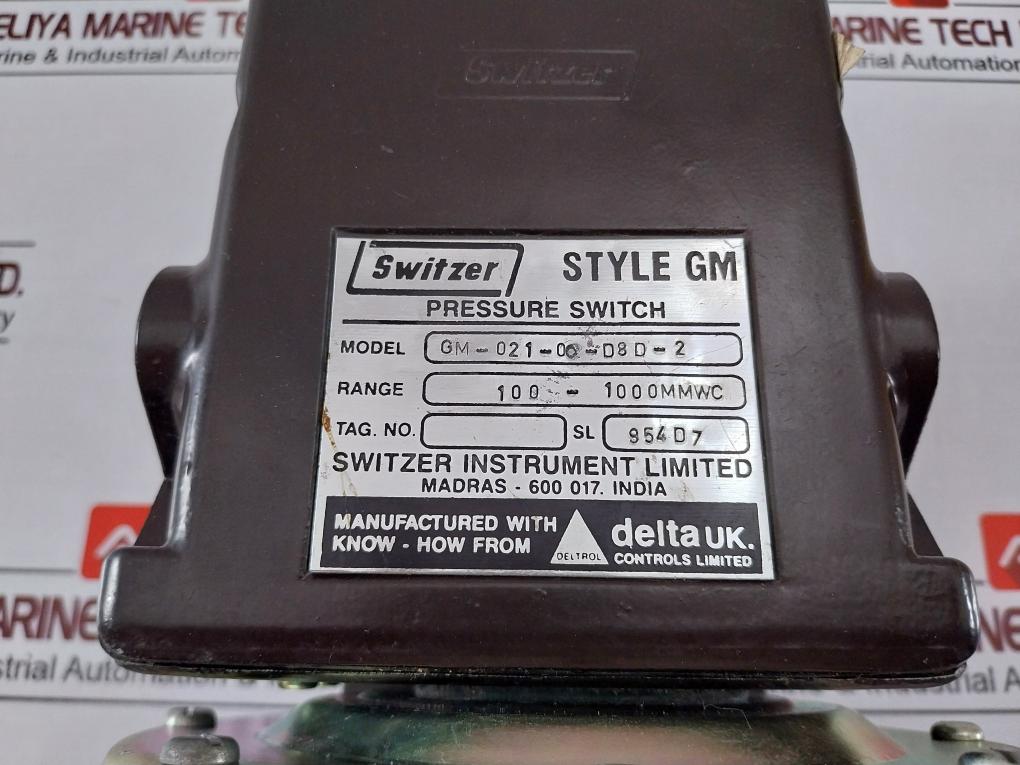 Switzer Gm-021-0O-d8D-2 Pressure Switch 100-1000Mmwc