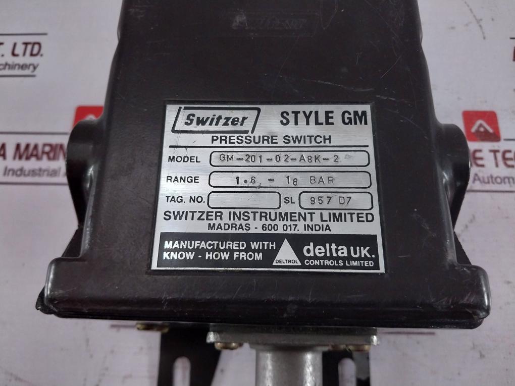 Switzer Gm-201-02-a8K-2 Pressure Switch 1.6-16 Bar Cf8M