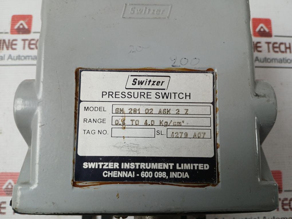 Switzer Gm 281 02 A6K 2 Z Pressure Switch 5A 250Vac 0.4 To 4.0 Kg/Cm2