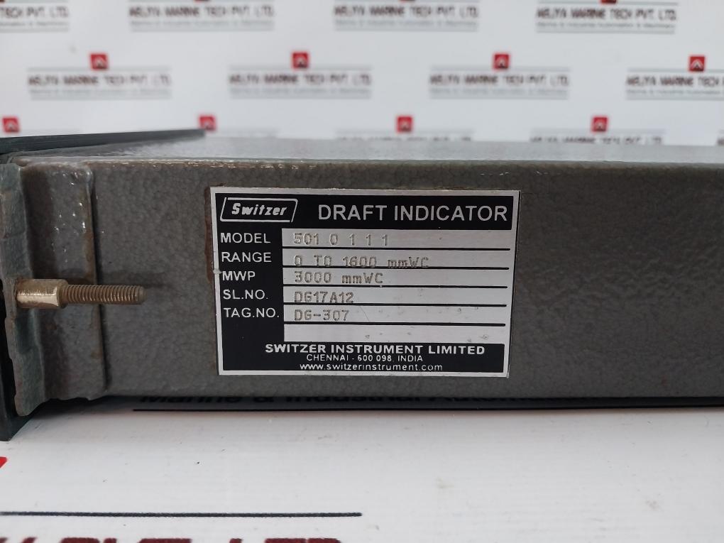 Switzer Instrument 501 0 1 1 1 Draft Indicator 0 To 1600 Mmwc