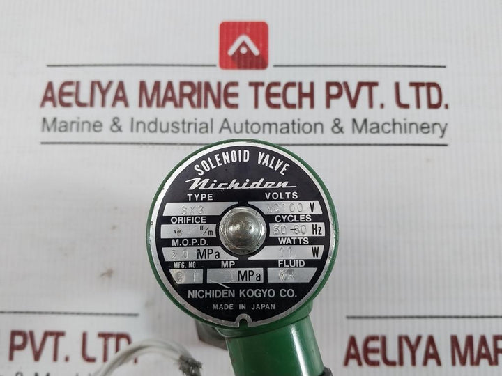 Sx3 Solenoid Valve Nichiden Kogyo 50-60 Hz Ac100 V