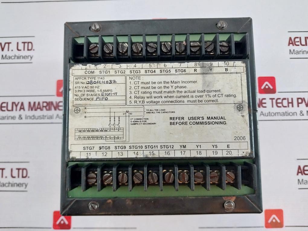 Syntron 1143 Automatic Power Factor Control Relay Apfcr 415v Ac