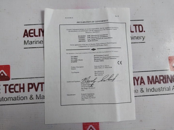 Systech Corporation Nds-5016 Network Device Server Revision B