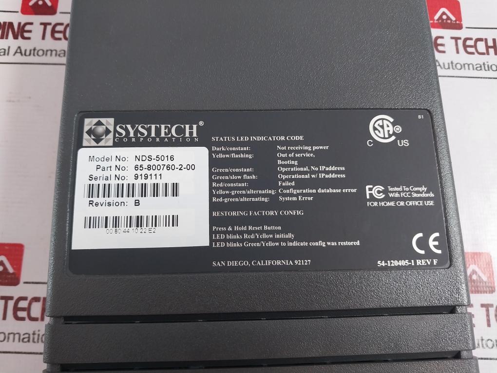 Systech Corporation Nds-5016 Network Device Server Revision B