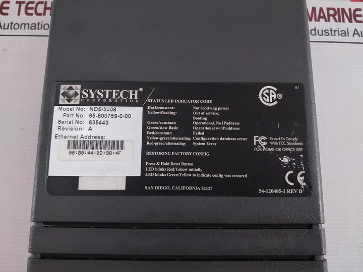 Systech Nds/5008 Serial Converter Model 65-800759-0-00