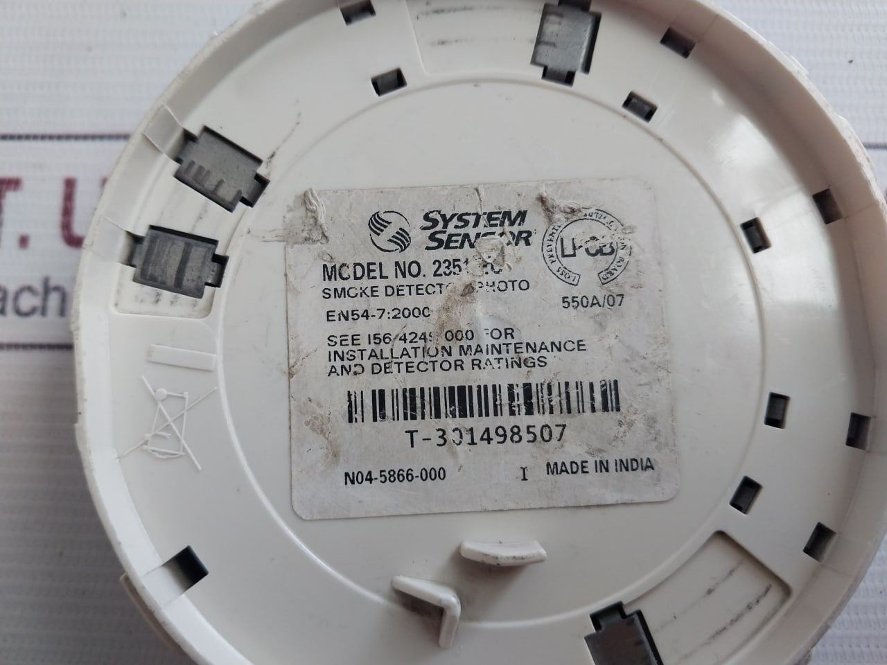 System Sensor 2351/EC Photoelectric Smoke Detector EN54-7: 2000