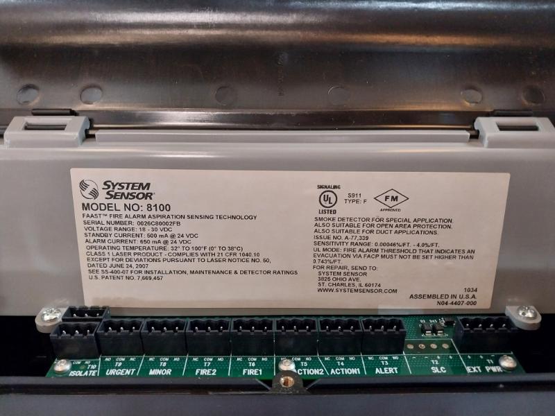 System Sensor 8100 Fire Alarm Aspiration Sensing External Monitor 18-30 Vdc