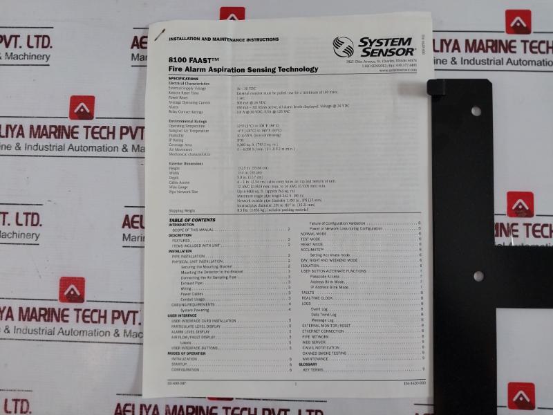 System Sensor 8100 Fire Alarm Aspiration Sensing External Monitor 18-30 Vdc