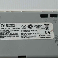 System Sensor Ra100z Remote Annunciator