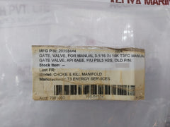 T3 Energy 20358444 Gate Valve For Manual 3-1/16 In 15K T3Fc 13313063719 R18785
