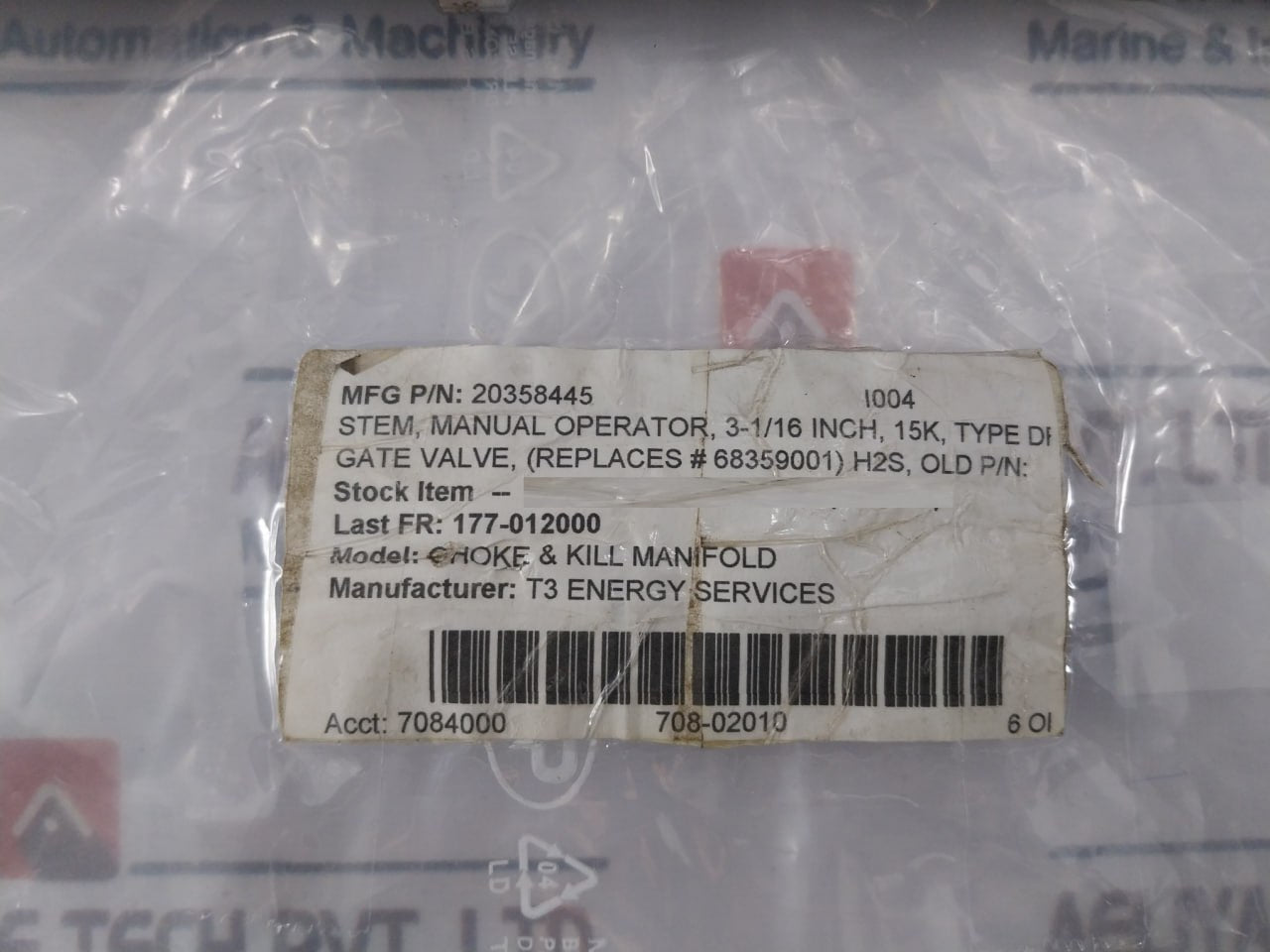 T3 Energy 20378610 Stem Gate Valve Manual Operator 3-1/16 Inch 15K