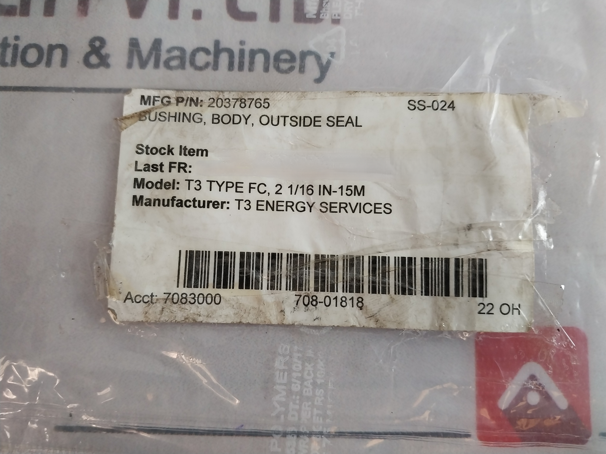 T3 Energy 20378765 Body Bushing Outside Seal T3 Type Fc