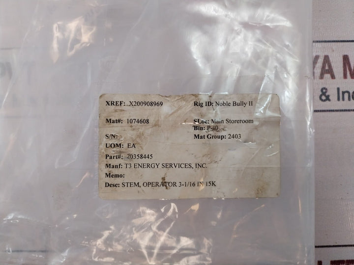 T3 Energy 20358445 Stem Gate Valve