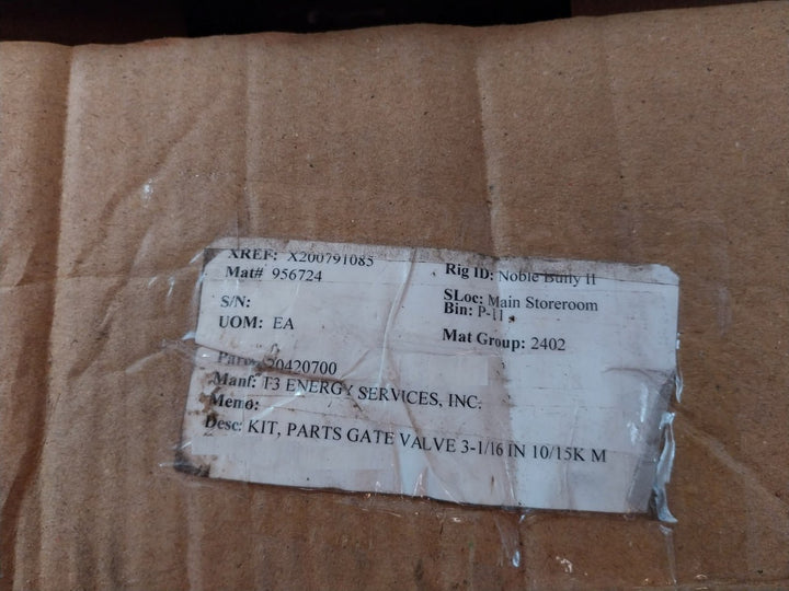T3 Energy 20420700 Gate Valve Parts Kit 20358445, 20358447, 20372371, 20366911