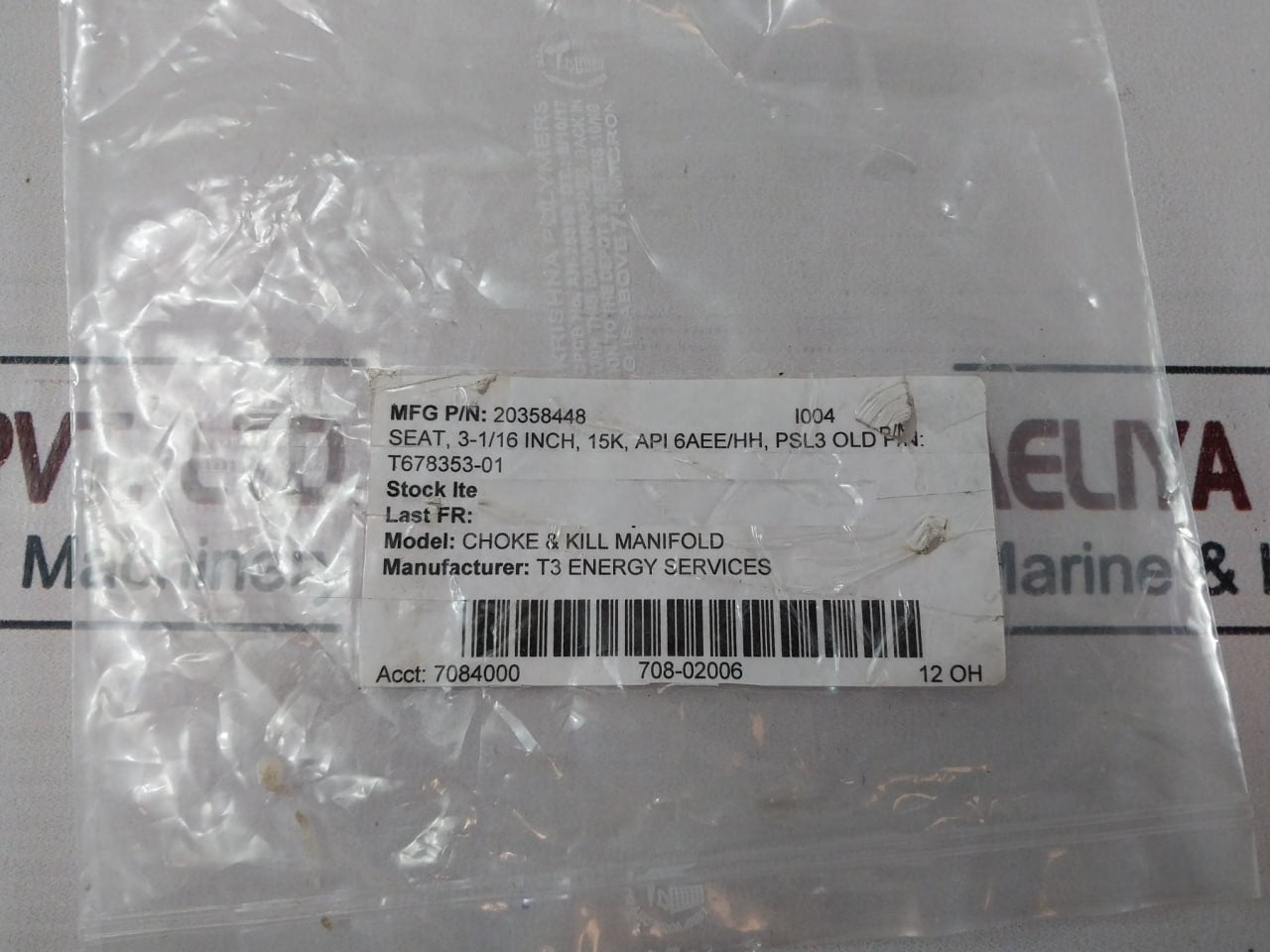 T3 Energy 3-1/16 Inch Seat For Choke & Kill Manifold 20358448