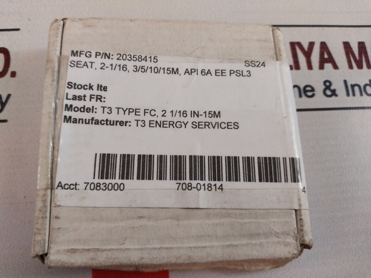 T3 Energy Services 20358415 Gate Seat Valve Zp937