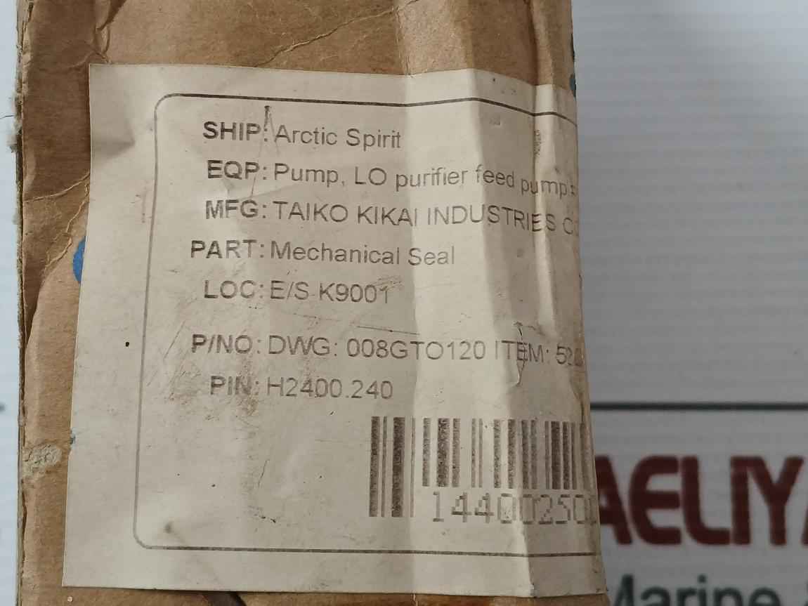 Taiko Kikai 008Gto120 Mechanical Seal Set For Lo Purifier Feed Pump