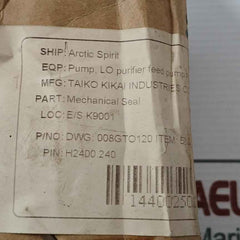 Taiko Kikai 008Gto120 Mechanical Seal Set For Lo Purifier Feed Pump