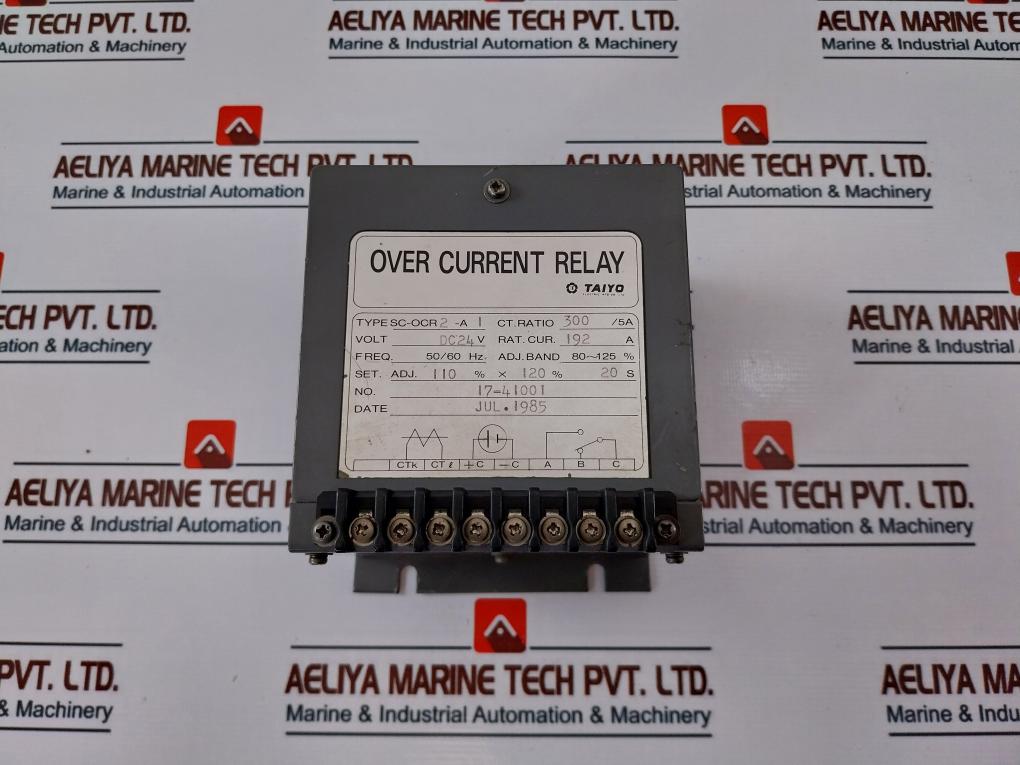 Taiyo Electric Sc-ocr2-a1 Overcurrent Relay 24Vdc 50/60Hz 300/5A