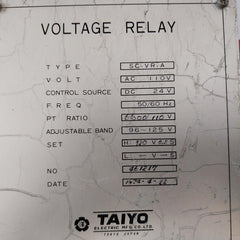 Taiyo Electric Sc-vr-a Voltage Relay 50/60Hz 110Vac