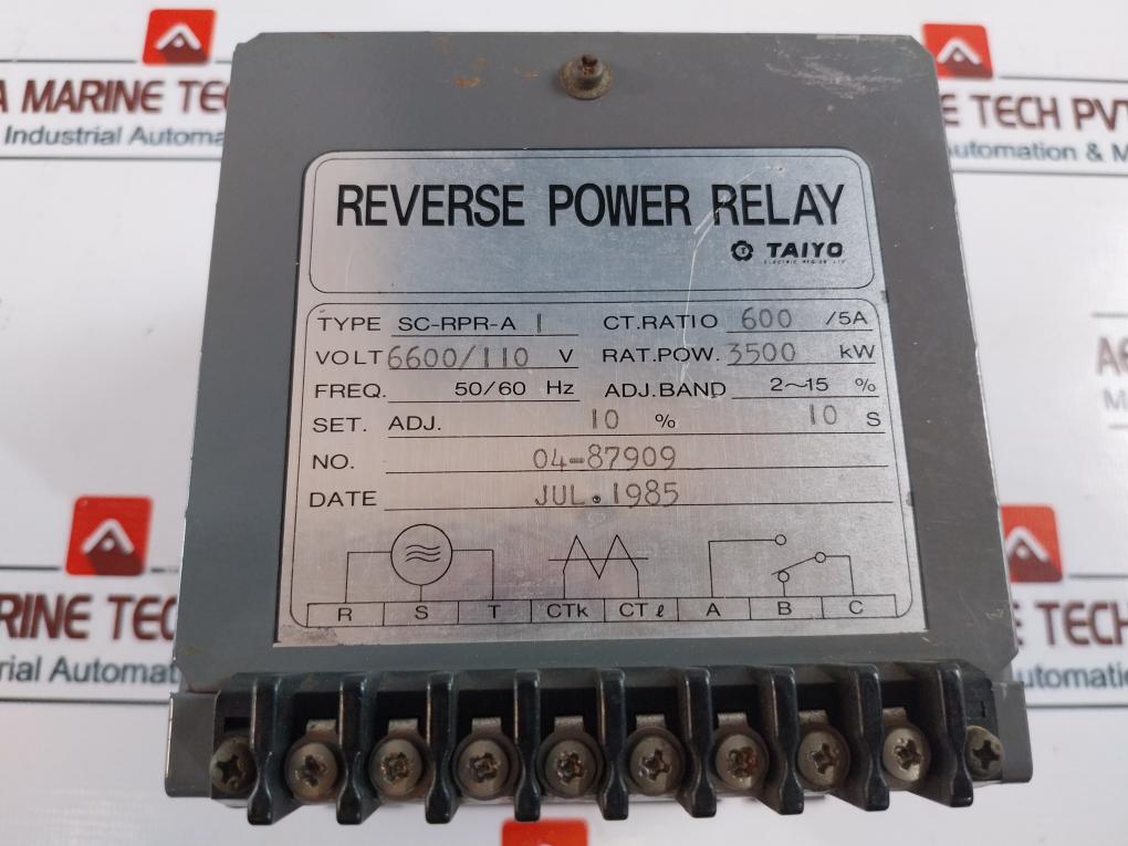 Taiyo Sc-rpr-a1 Reverse Power Relay 600/5A 6600/110V 50/60Hz