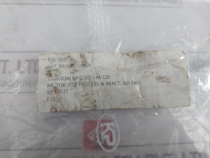 Takatori M120 Motor For Process & Rect Air Fan 15K-000-005