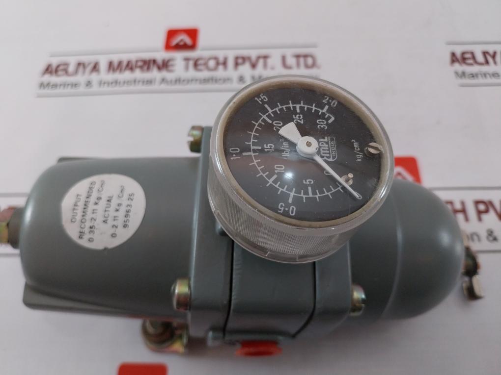 Taylor 95963-25 Pneumatic Pressure Gauge 0.35-2.11 Kg/Cm2, 0-2.11 Kg/Cm2