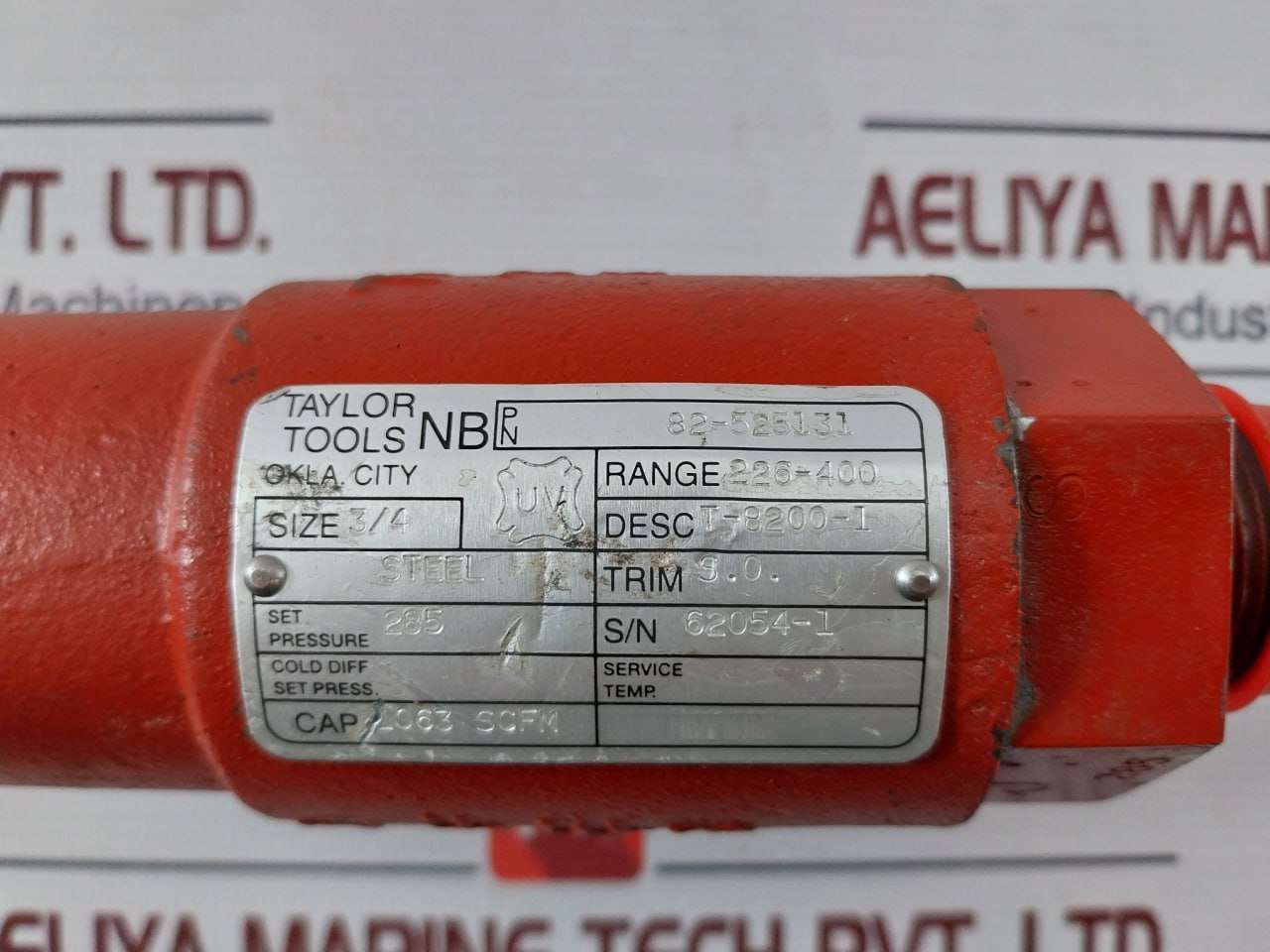 Taylor Valve 82-525131 Relief Valve 8200 285 Psi