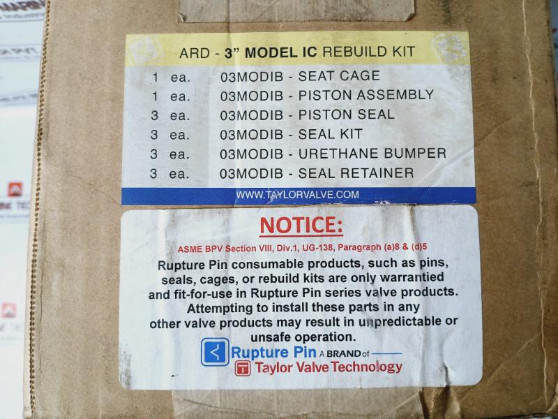 Taylor Valve Technology Sk-ic-1 Ard-3 Inch Ic Rebuild Kit