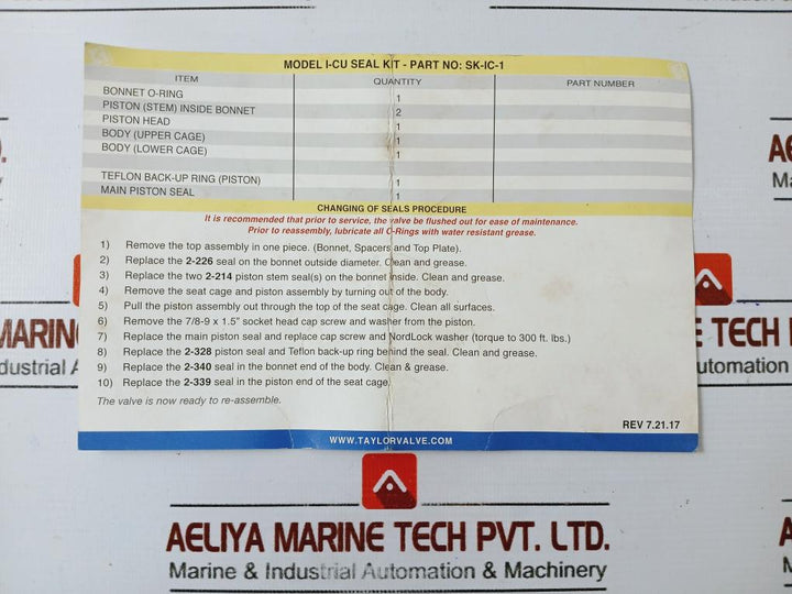 Taylor Valve Technology Sk-ic-1 Rupture Pin 3