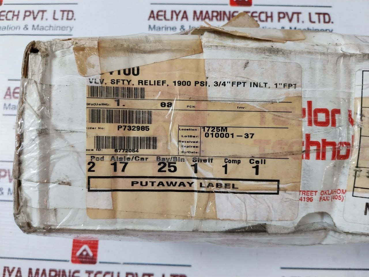 Taylor Valve S-01370000 Safety Relief Valve 1900 Psig 204100