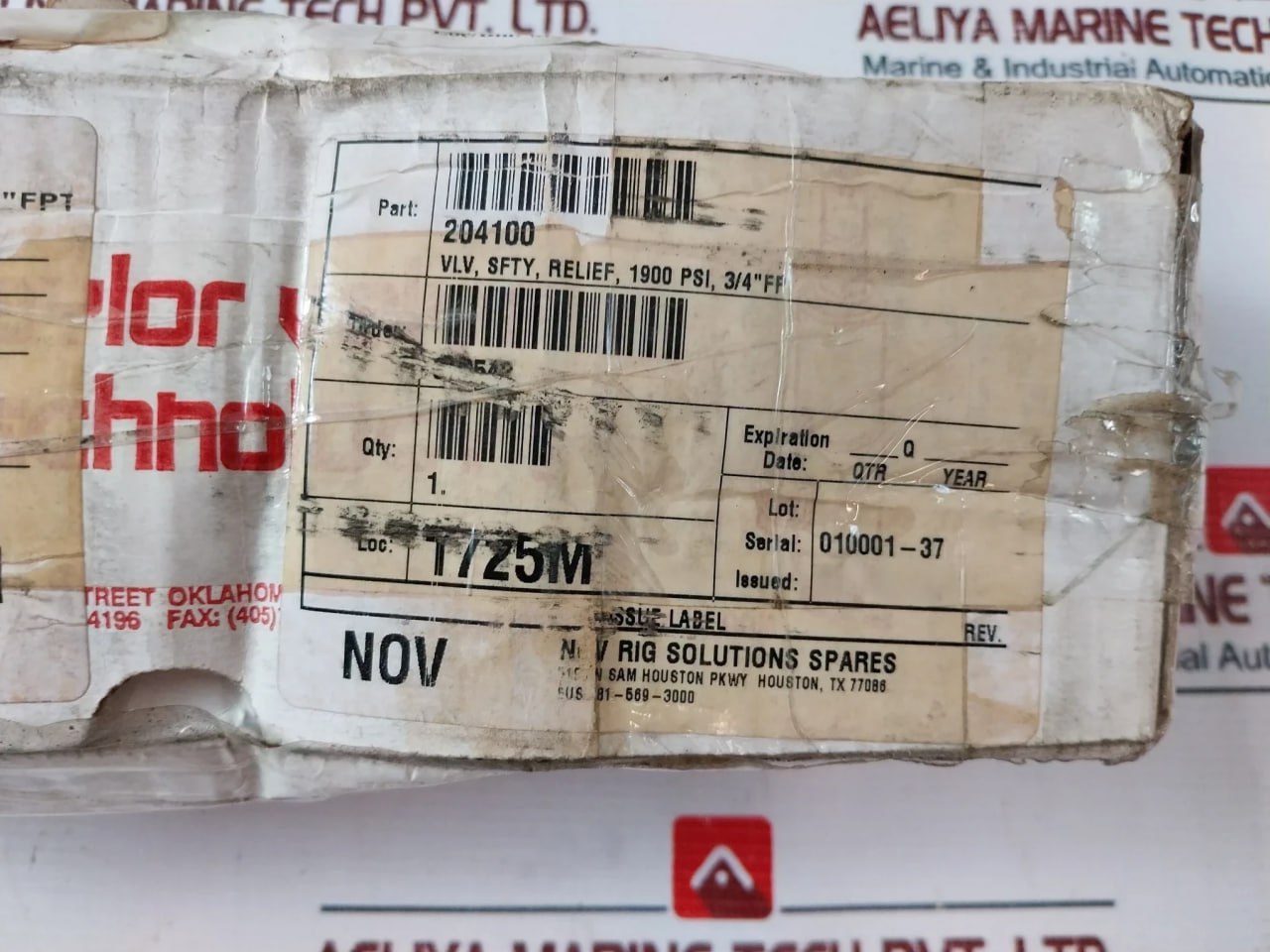 Taylor Valve S-01370000 Safety Relief Valve 1900 Psig 204100