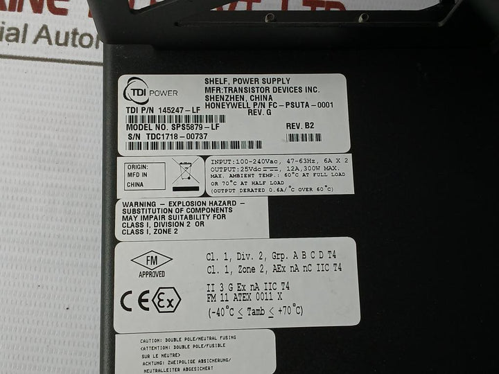 Tdi Sps5879-lf Power Supply Shelf Rev B2 145391-lf 145397-lf 100-240Vac 47-63Hz