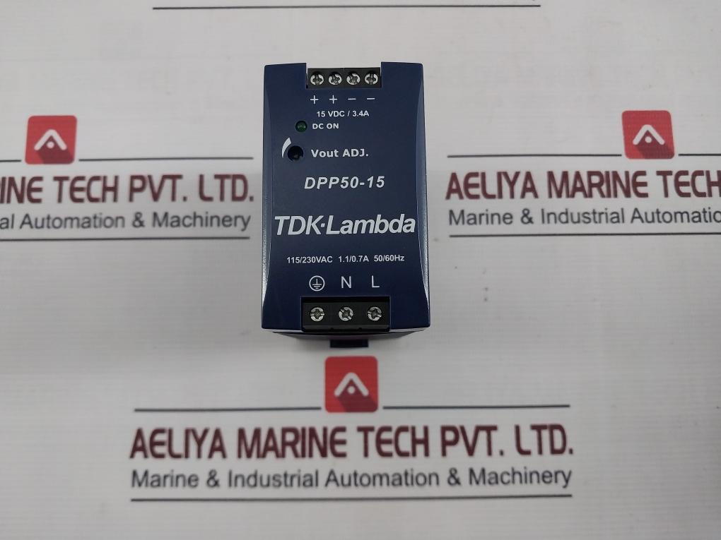 Tdk-lambda Dpp50-15 Ac/Dc Din Rail Power Supply 115/230Vac 1.1/0.7A 50/60Hz 50W